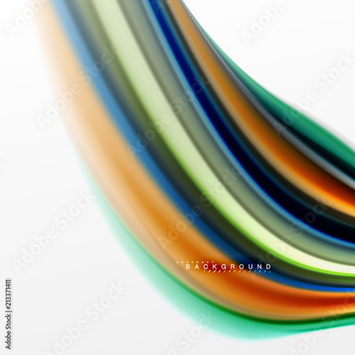 Fluid liquid mixing colors concept on light grey background, curve flow, trendy abstract layout template for business or technology presentation or web brochure cover, wallpaper