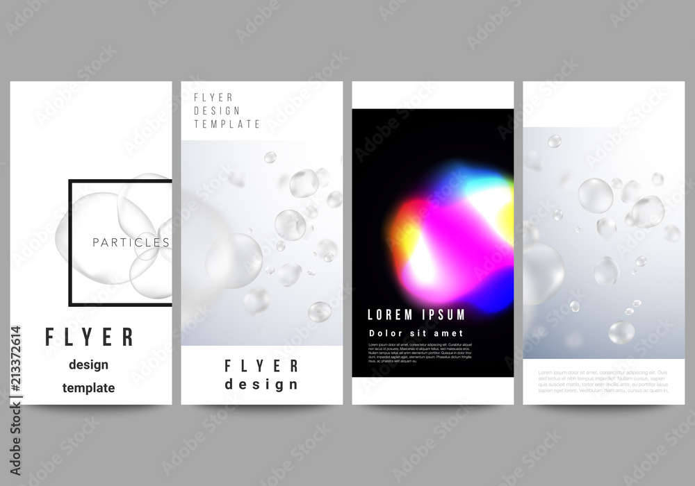 Fototapeta premium The minimalistic vector layout of flyer, banner design templates. SPA and healthcare design, sci-fi technology background. Abstract futuristic or medical consept backgrounds to choose from.