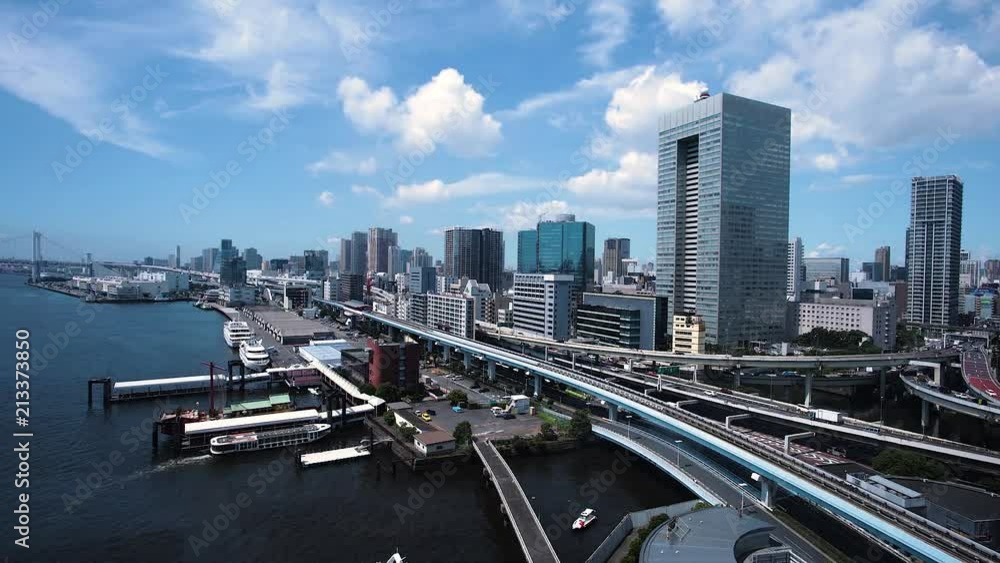 tokyo bay in aerial view in time lapse tokyo bay in aerial view in time lapse