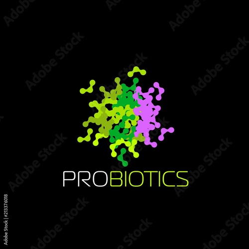 Probiotics logo. Concept of healthy nutrition ingredient for therapeutic purposes. simple flat style trend modern logotype graphic design isolated on white background