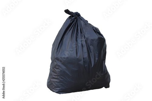 Pile black garbage bag isolated on white background © Supachai