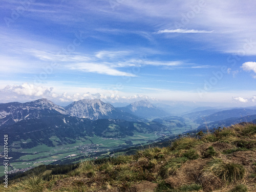 Hauser Kaibling, Steiermark/Austria - September 16 2016: view from the top of Hauser Kaibling on Haus im Ennstal and neighbour villages
