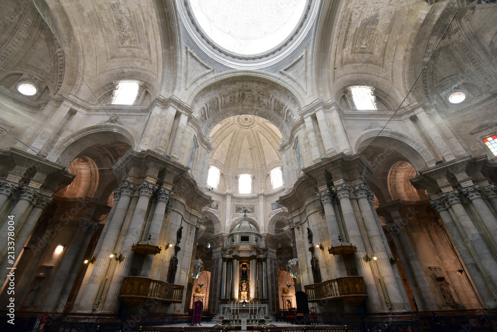 The Altar and interior of Cadiz Cathedral. Cadiz, Spain