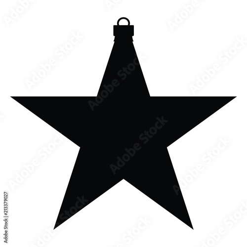A black and white star-shaped Christmas bauble silhouette