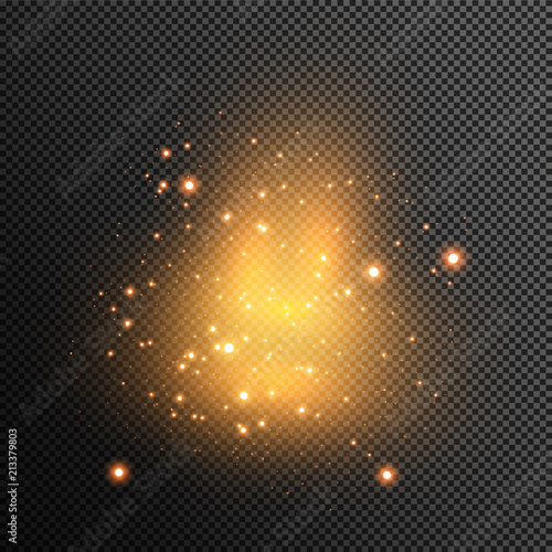 abstract background of real dust particles with backlight with a real flash lens. shiny lights. Abstract Festive vintage lights are defocused. Christmas and New Year's holiday.