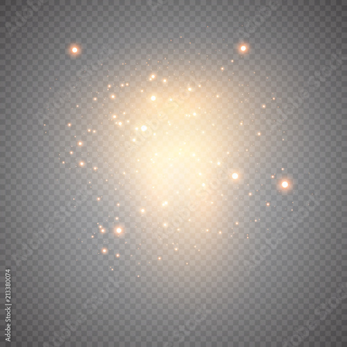 abstract background of real dust particles with backlight with a real flash lens. shiny lights. Abstract Festive vintage lights are defocused. Christmas and New Year's holiday.