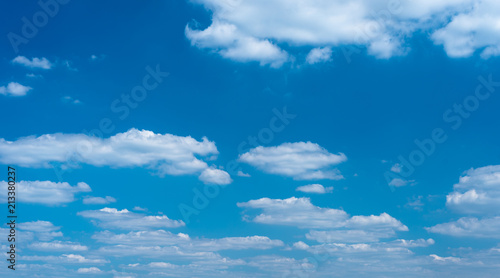 Beautiful blue sky with clouds on a hot summer day.