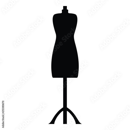 A black and white silhouette of dress dummy/mannequin