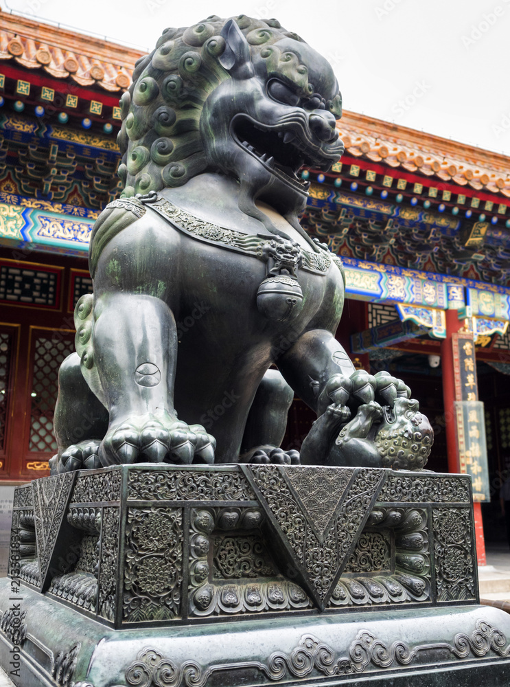 Bronze Lion Statue at the Summer Palace, Beijing, China Bronze Lion Statue at the Summer Palace, Beijing, China