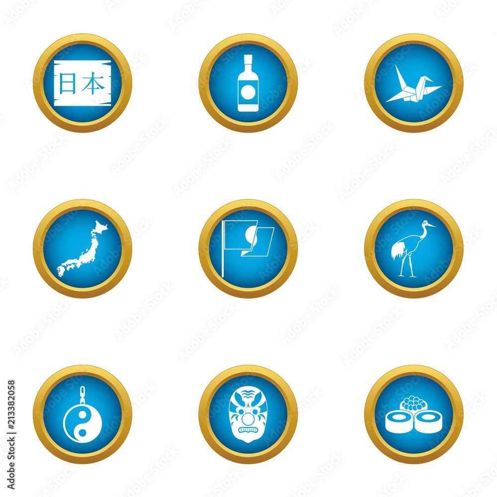 Pan asian icons set. Flat set of 9 pan asian vector icons for web isolated on white background Pan asian icons set. Flat set of 9 pan asian vector icons for web isolated on white background