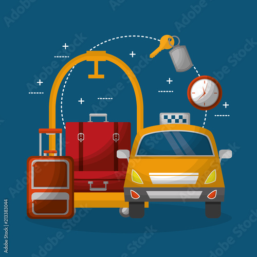 hotel luggage trolley suitcases equipment and taxi