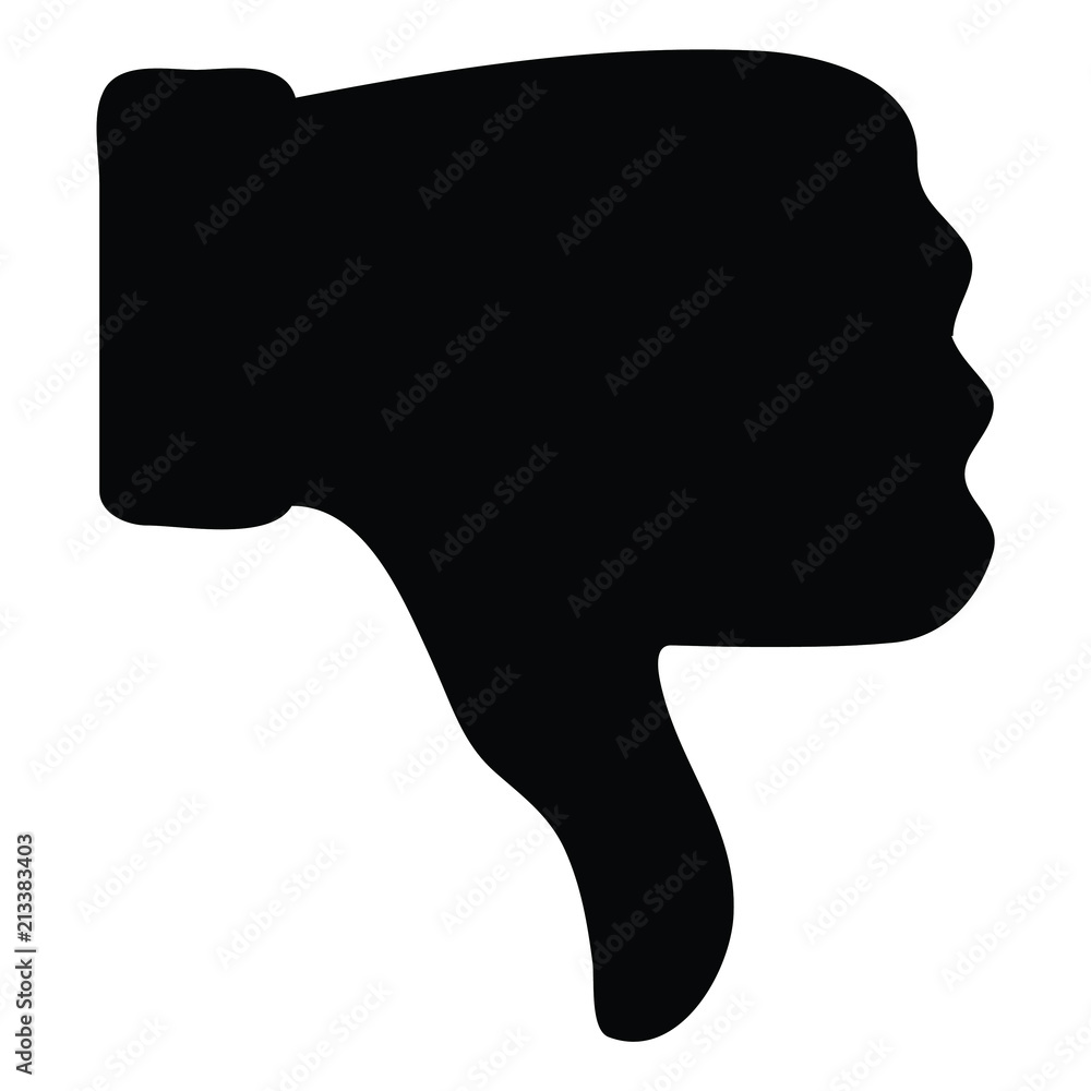 A black and white silhouette of a thumbs down gesture A black and white silhouette of a thumbs down gesture