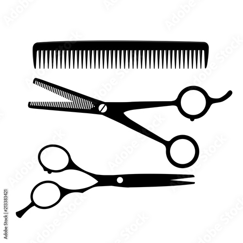 Silhouettes of hairdresser equipment - scissors and comb