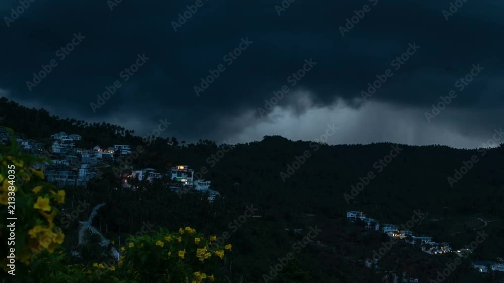 Rain clouds over the tropical mountains in Samui, Thailand. Timelapse 4K Rain clouds over the tropical mountains in Samui, Thailand. Timelapse 4K