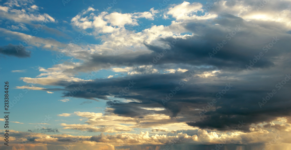 colorful dramatic sky with cloud at sunset