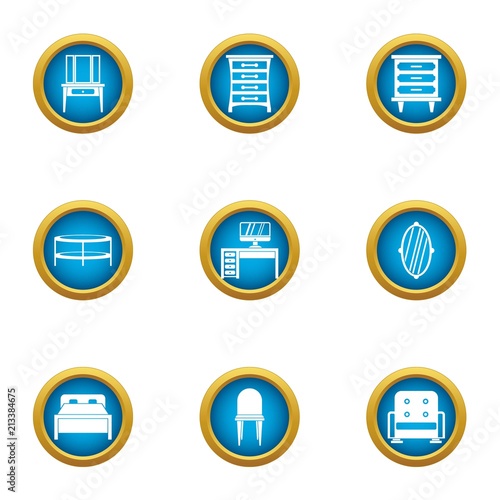 Wood table icons set. Flat set of 9 wood table vector icons for web isolated on white background