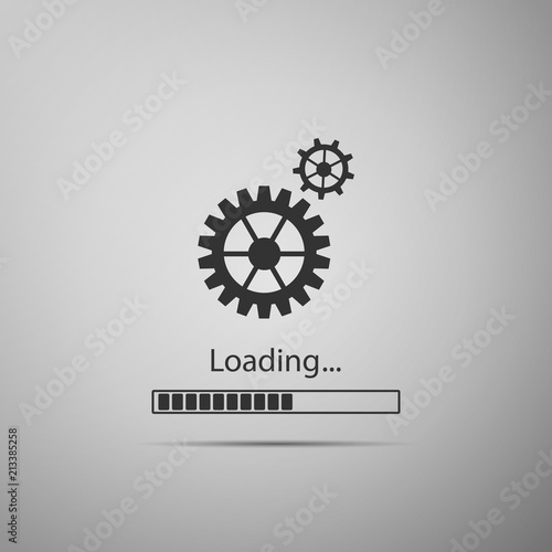 Black Loading and Gear Icon Isolated on Yellow Background. Progress Bar  Icon. System Software Update Stock Vector - Illustration of download,  loading: 195009401