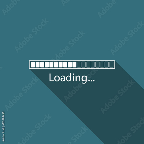Loading icon isolated with long shadow. Progress bar icon. Flat design. Vector Illustration