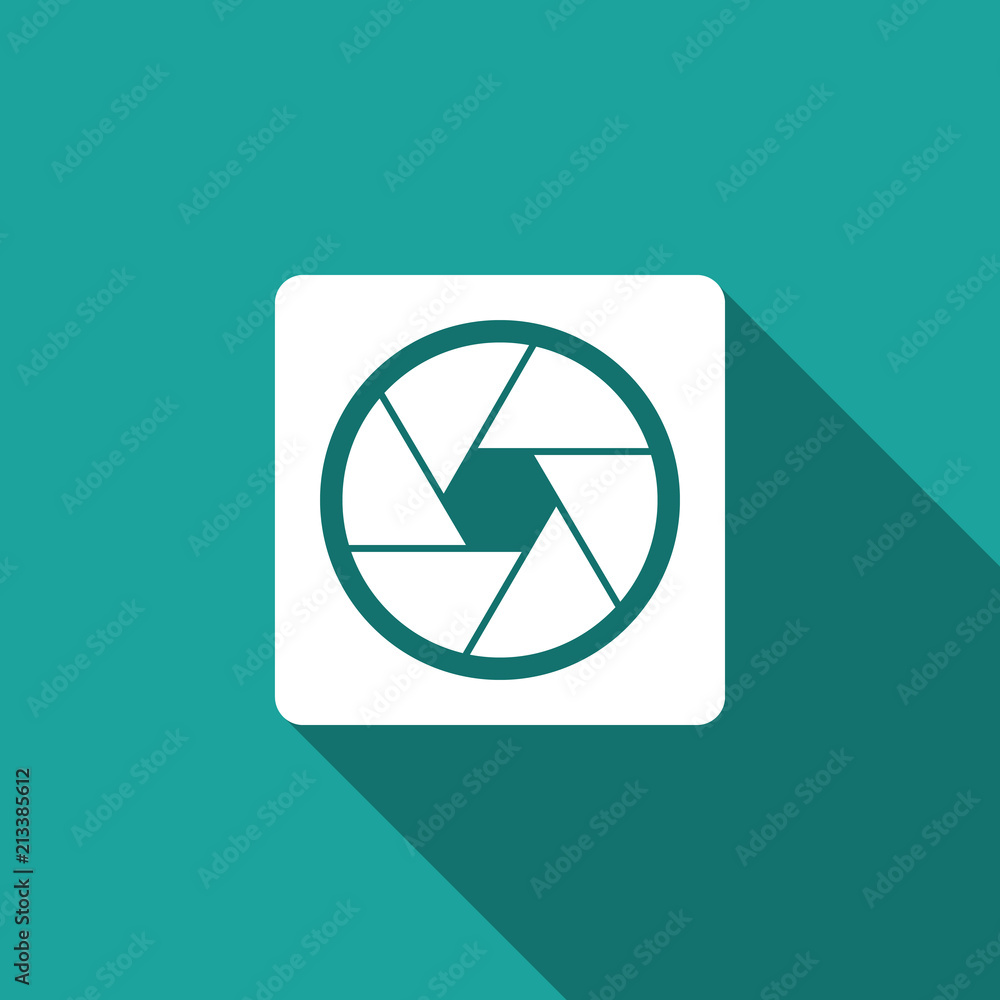 Camera shutter icon isolated with long shadow. Flat design. Vector Illustration Camera shutter icon isolated with long shadow. Flat design. Vector Illustration