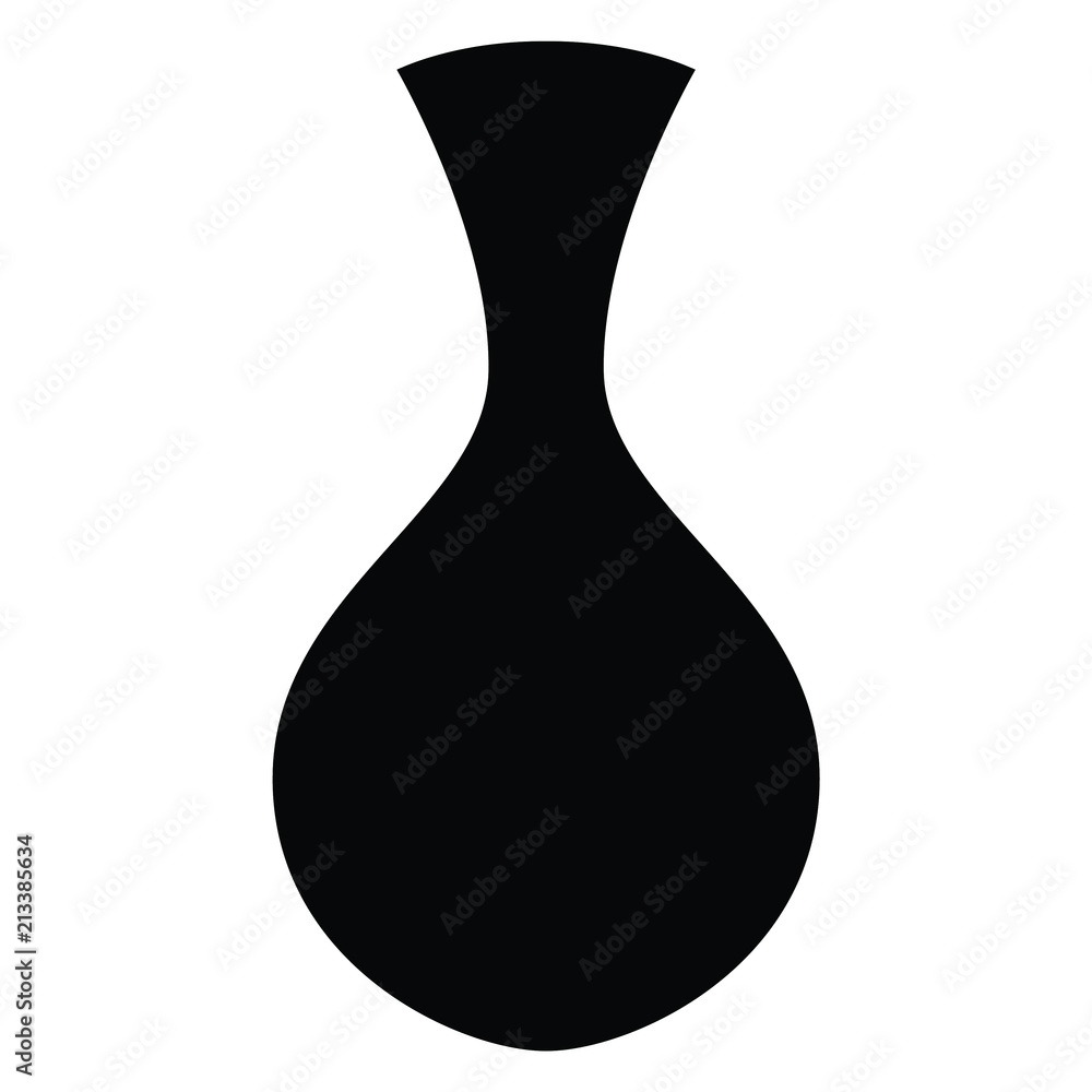 A black and white silhouette of a vase