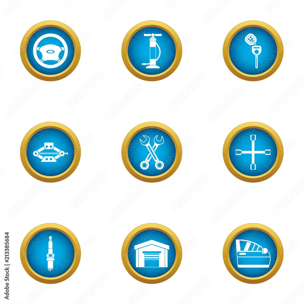 Autogarage icons set. Flat set of 9 autogarage vector icons for web isolated on white background Autogarage icons set. Flat set of 9 autogarage vector icons for web isolated on white background