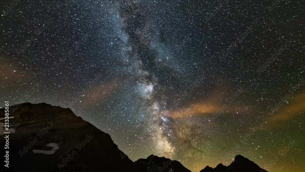 Astro Time Lapse Milky way galaxy stars rotating over the Alps, motion ...