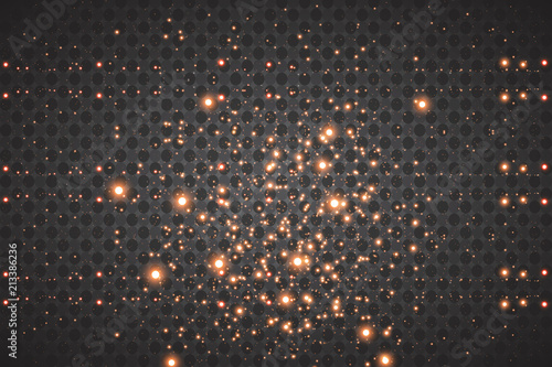 abstract background of real dust particles with backlight with a real flash lens. shiny lights. Abstract Festive vintage lights are defocused. Christmas and New Year's holiday.