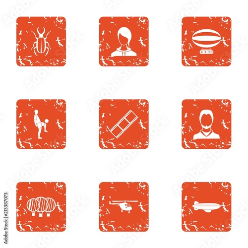 Sport gathering icons set. Grunge set of 9 sport gathering vector icons for web isolated on white background