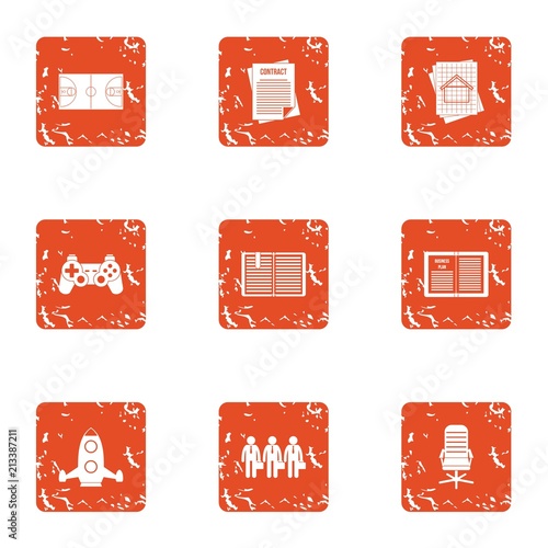 Instruction icons set. Grunge set of 9 instruction vector icons for web isolated on white background