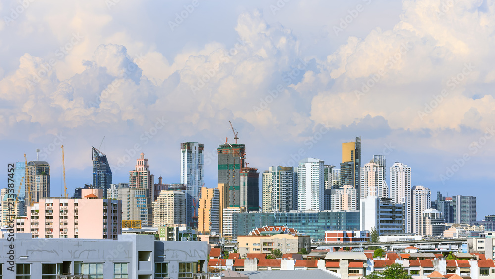 Bangkok business district cityscape with skyscraper, Thailand