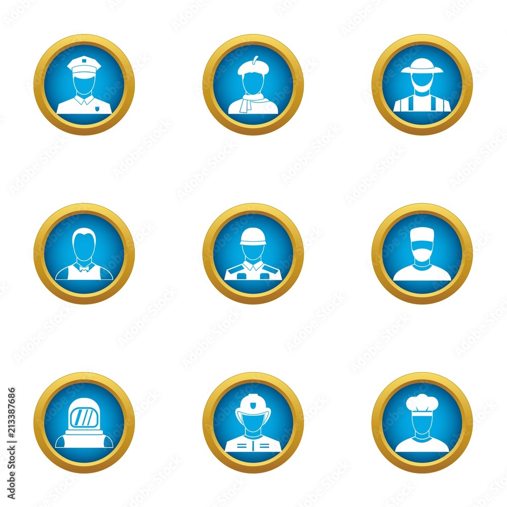 Countenance icons set. Flat set of 9 countenance vector icons for web isolated on white background Countenance icons set. Flat set of 9 countenance vector icons for web isolated on white background