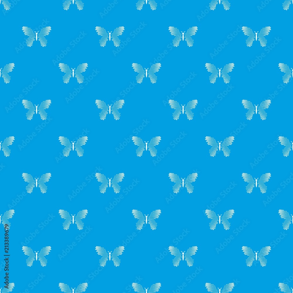 Fototapeta premium Butterfly with dot wings pattern vector seamless blue repeat for any use