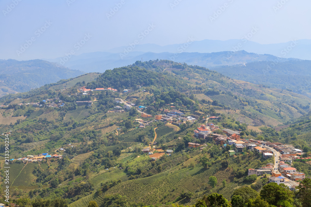 Hill tribe village on top of Doi Mae Salong mountain in Chiangrai, north of Thailand
