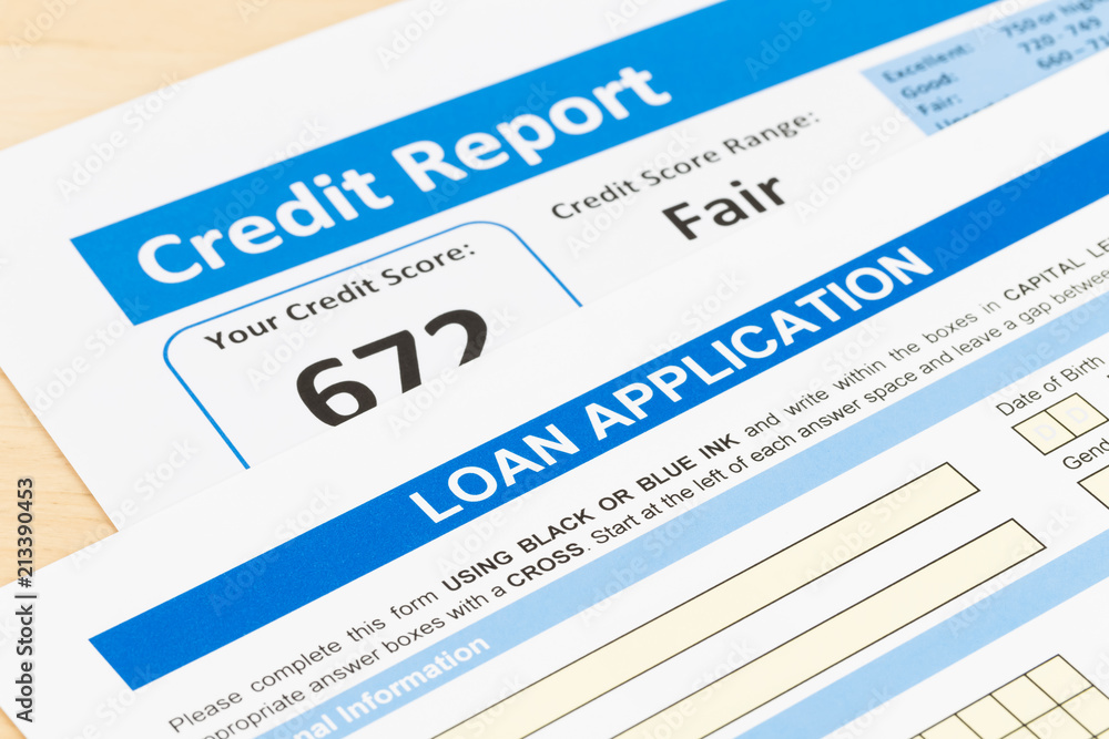 Loan application form with fair credit score