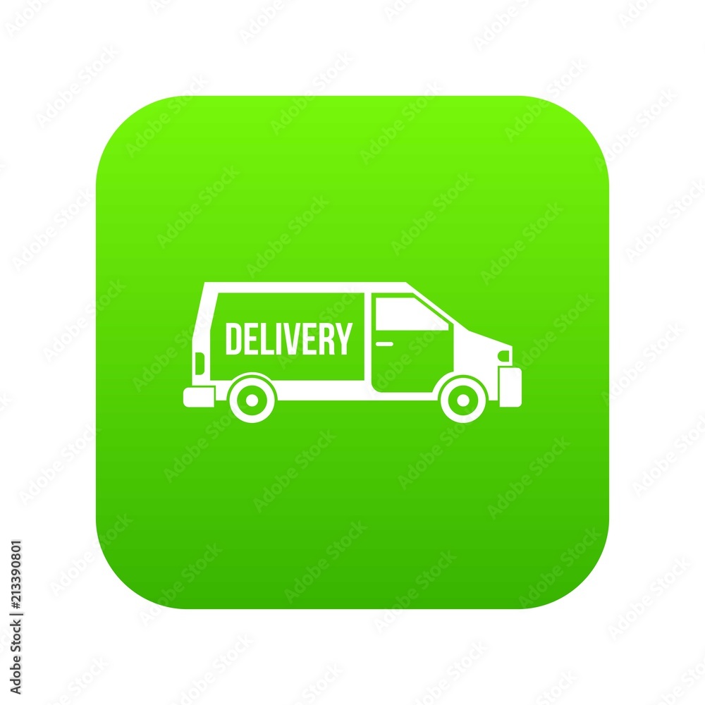 Delivery truck icon digital green for any design isolated on white vector illustration Delivery truck icon digital green for any design isolated on white vector illustration