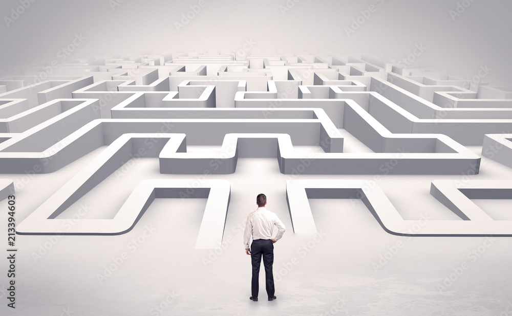 Businessman getting ready to enter a 3D flat labyrinth concept
Businessman getting ready to enter a 3D flat labyrinth concept
