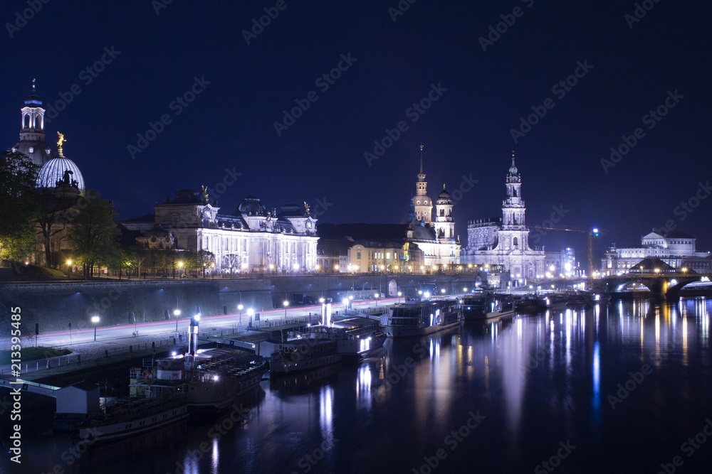 Night in Dresden with view on the city