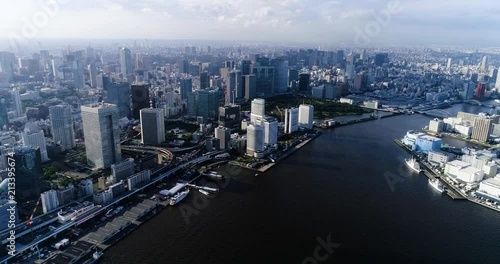 tokyo bay in aerial view