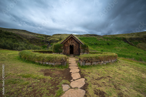 Obraz na płótnie Pjodveldisbaer ancient historical buildings, south of Iceland