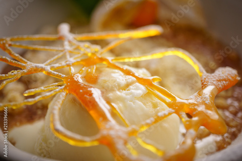 Spun Sugar Over Apple Crumble