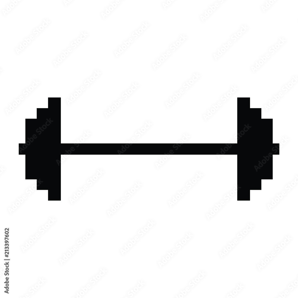 A black and white silhouette of a barbell and weights A black and white silhouette of a barbell and weights