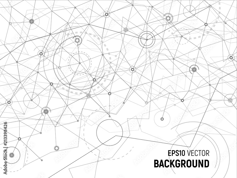 Abstract background - gray lines and dots on white Abstract background - gray lines and dots on white