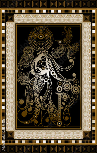 Graphical illustration of a Tarot card 6