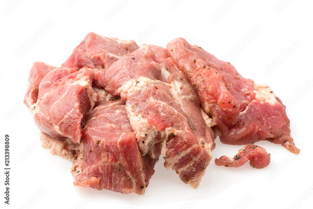 Crude meat on a white backgrounds
