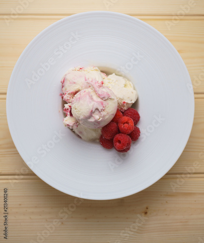Raspberry Ice-cream with Fresh Scottish Raspberries