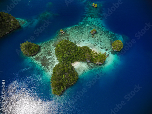 Scenic view of small island in Raja Ampat, Waigeo Indonesia