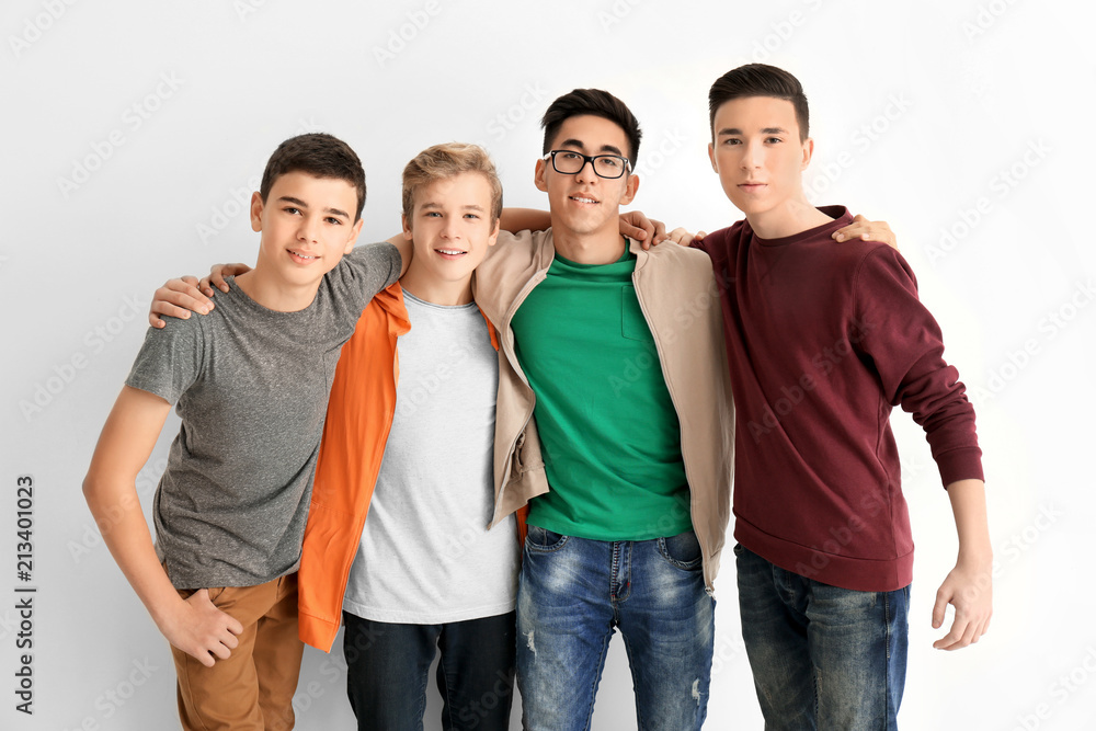 Group of cute teenagers on white background Group of cute teenagers on white background