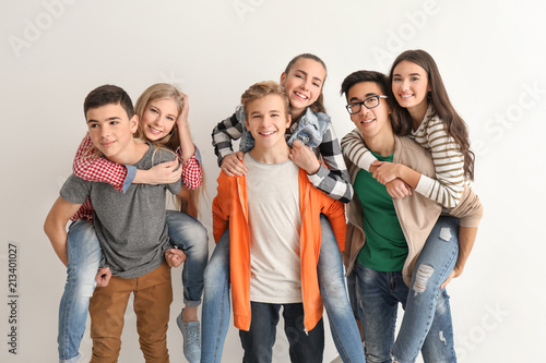 Group of cute teenagers on ...