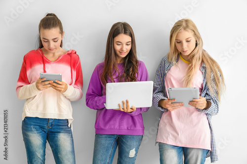 Cool teenage girls with mod...