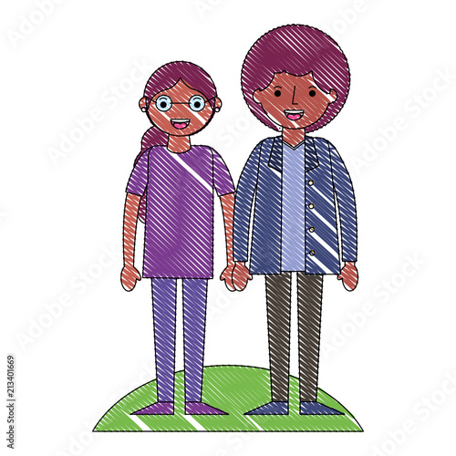 young women with grass avatar character